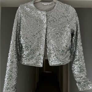 Good American Silver Sequin Jacket